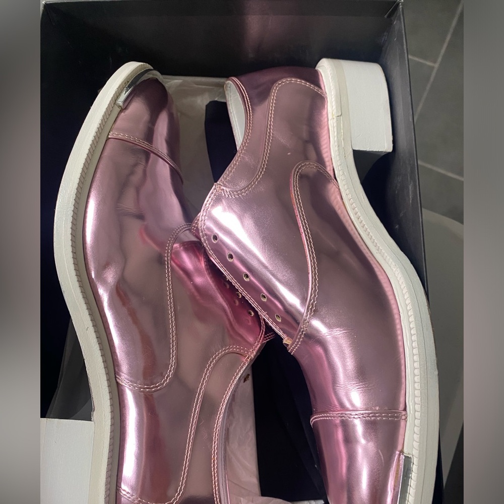 Barbara Bui Black Leather/metallic pink loafer size size 41 EUR size 10 USA